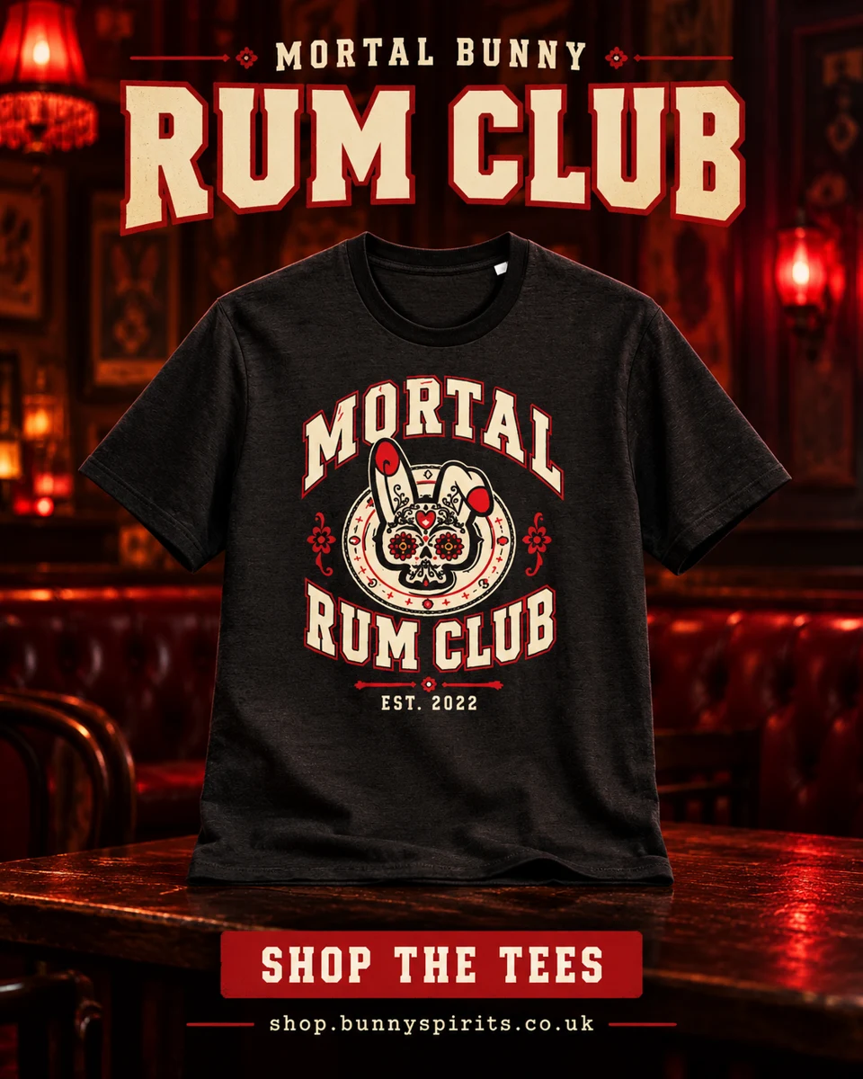 Mortal Bunny Rum Club tee — approved campaign artwork